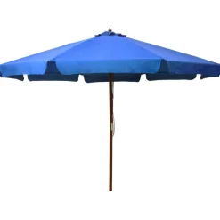 vidaXL Parasol met houten paal 330 cm azuurblauw