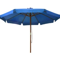 vidaXL Parasol met houten paal 330 cm azuurblauw