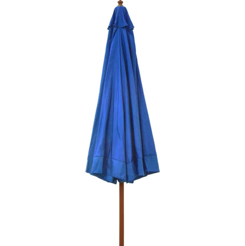 vidaXL Parasol met houten paal 330 cm azuurblauw