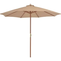 vidaXL Parasol met houten paal 300 cm taupe
