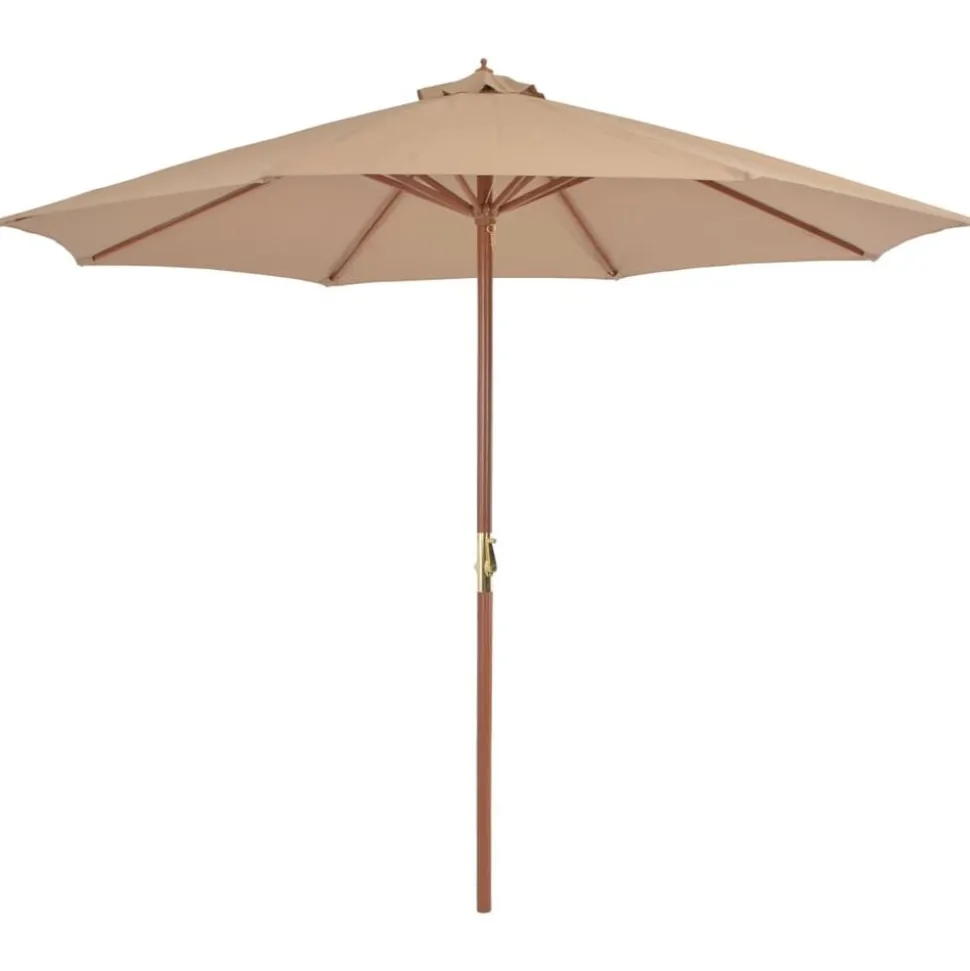 vidaXL Parasol met houten paal 300 cm taupe
