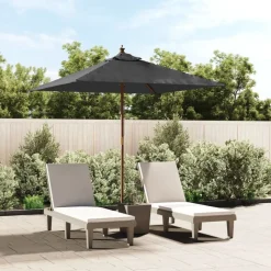 vidaXL Parasol met houten paal 198x198x231 cm antracietkleurig