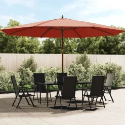 vidaXL Parasol met houten paal 400x273 cm terracottakleurig