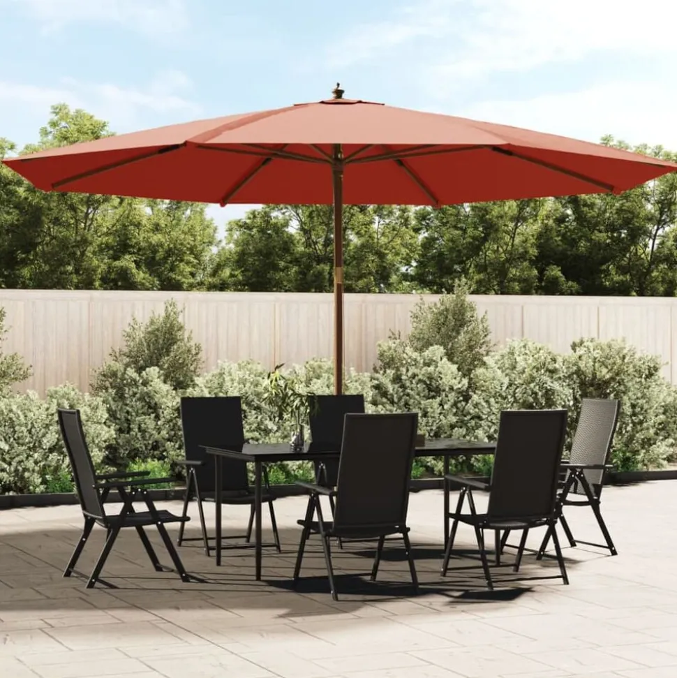 vidaXL Parasol met houten paal 400x273 cm terracottakleurig
