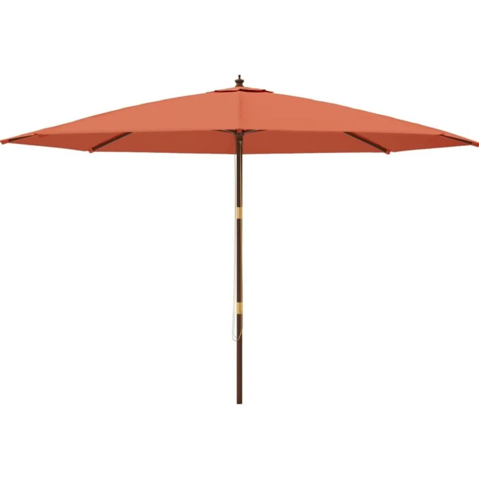vidaXL Parasol met houten paal 400x273 cm terracottakleurig