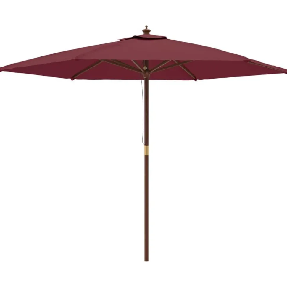vidaXL Parasol met houten paal 299x240 cm bordeauxrood