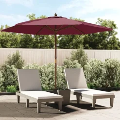vidaXL Parasol met houten paal 299x240 cm bordeauxrood