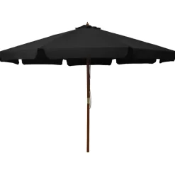 vidaXL Parasol met houten paal 330 cm zwart