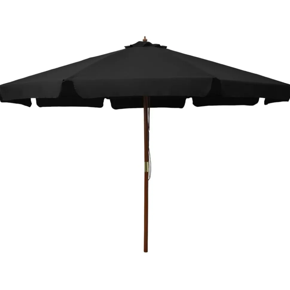 vidaXL Parasol met houten paal 330 cm zwart