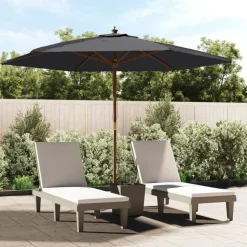 vidaXL Parasol met houten paal 299x240 cm zwart