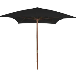 vidaXL Parasol met houten paal 200x300 cm zwart