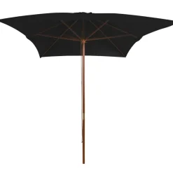 vidaXL Parasol met houten paal 200x300 cm zwart