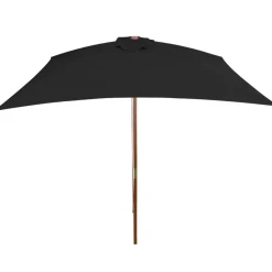 vidaXL Parasol met houten paal 200x300 cm zwart
