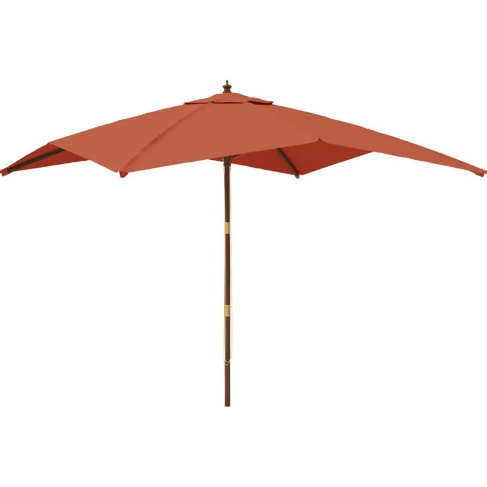 vidaXL Parasol met houten paal 300x300x273 cm terracottakleurig