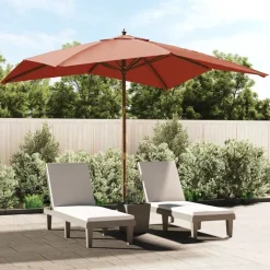 vidaXL Parasol met houten paal 300x300x273 cm terracottakleurig