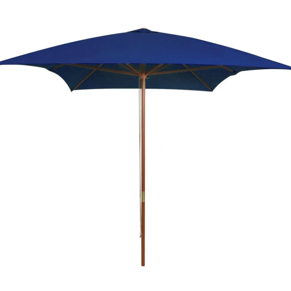 vidaXL Parasol met houten paal 200x300 cm blauw