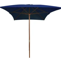 vidaXL Parasol met houten paal 200x300 cm blauw
