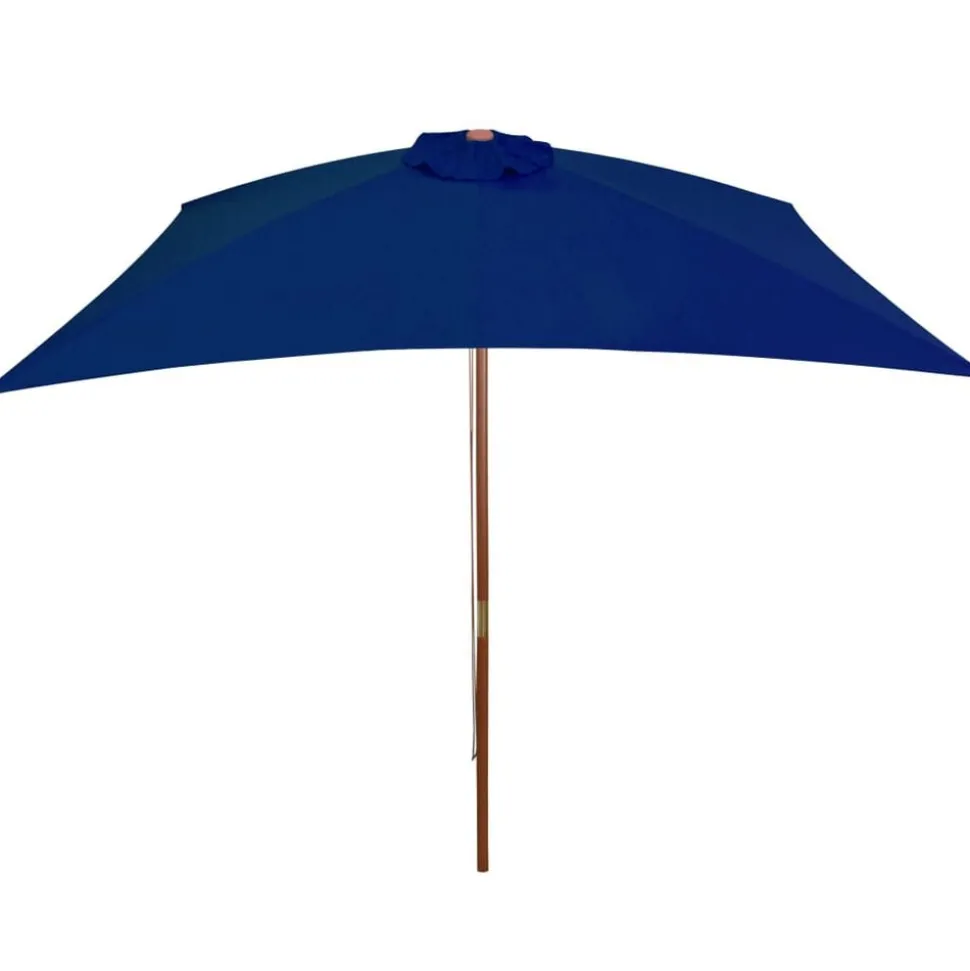 vidaXL Parasol met houten paal 200x300 cm blauw