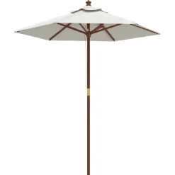 vidaXL Parasol met houten paal 196x231 cm zandkleurig