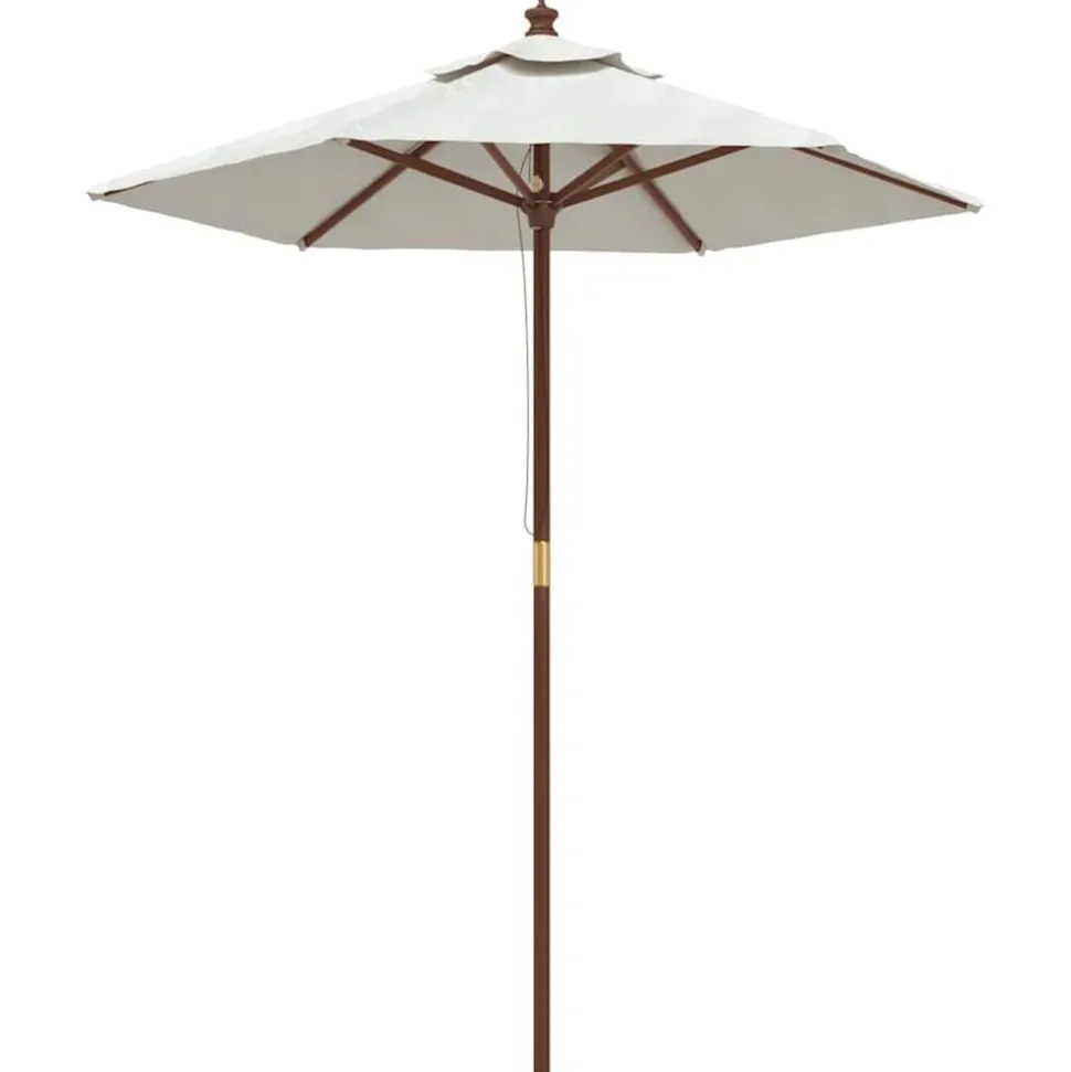 vidaXL Parasol met houten paal 196x231 cm zandkleurig