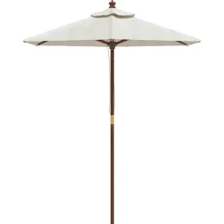 vidaXL Parasol met houten paal 196x231 cm zandkleurig