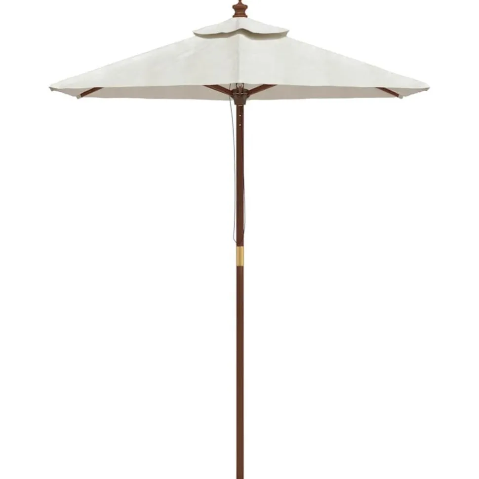 vidaXL Parasol met houten paal 196x231 cm zandkleurig