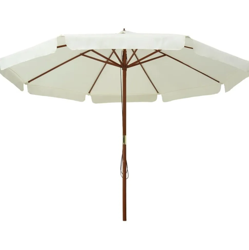 vidaXL Parasol met houten paal 330 cm zandwit