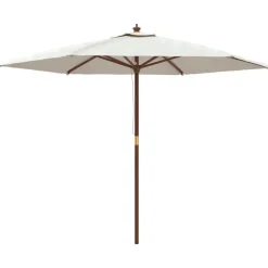 vidaXL Parasol met houten paal 299x240 cm zandkleurig