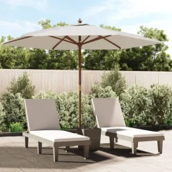 vidaXL Parasol met houten paal 299x240 cm zandkleurig
