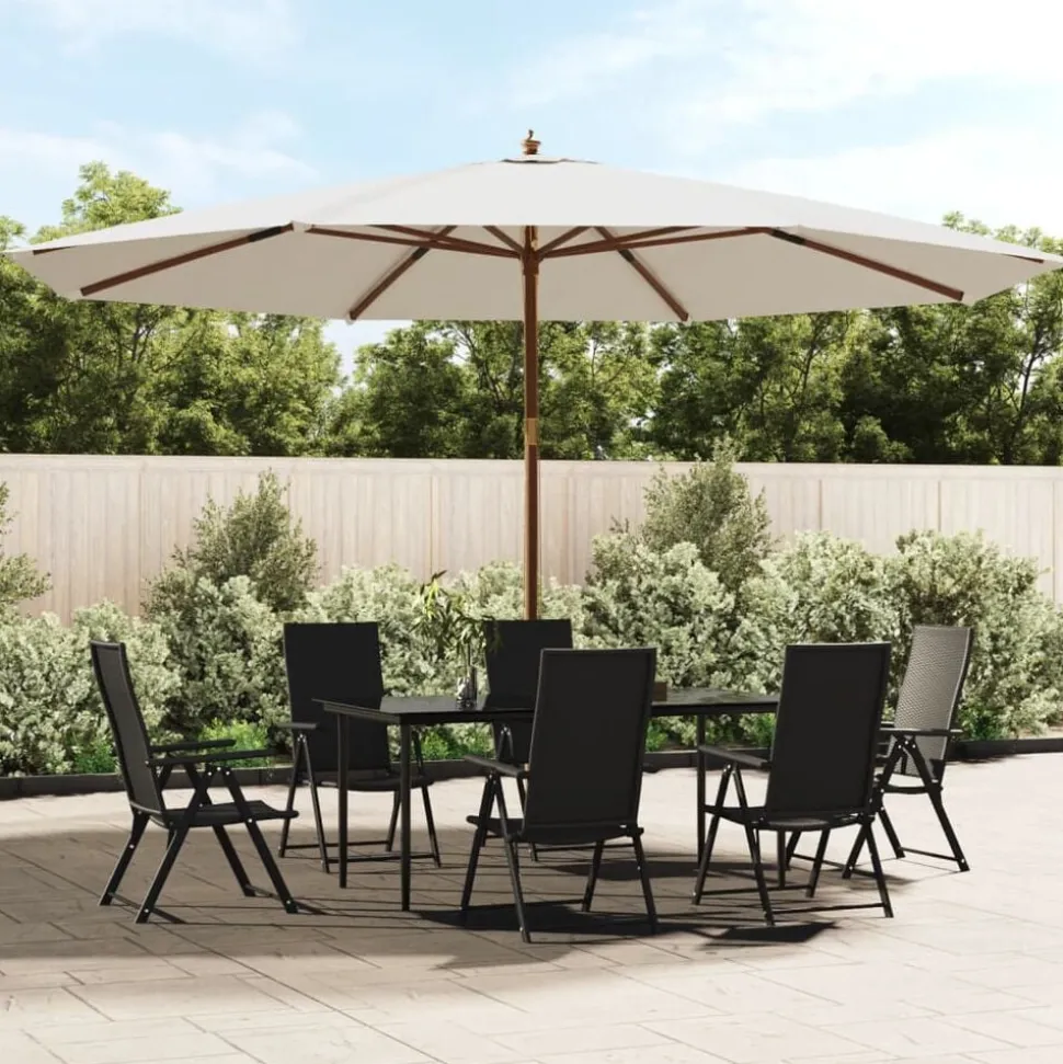 vidaXL Parasol met houten paal 400x273 cm zandkleurig