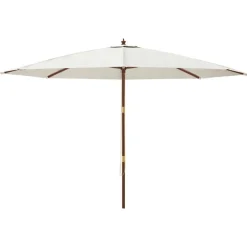 vidaXL Parasol met houten paal 400x273 cm zandkleurig