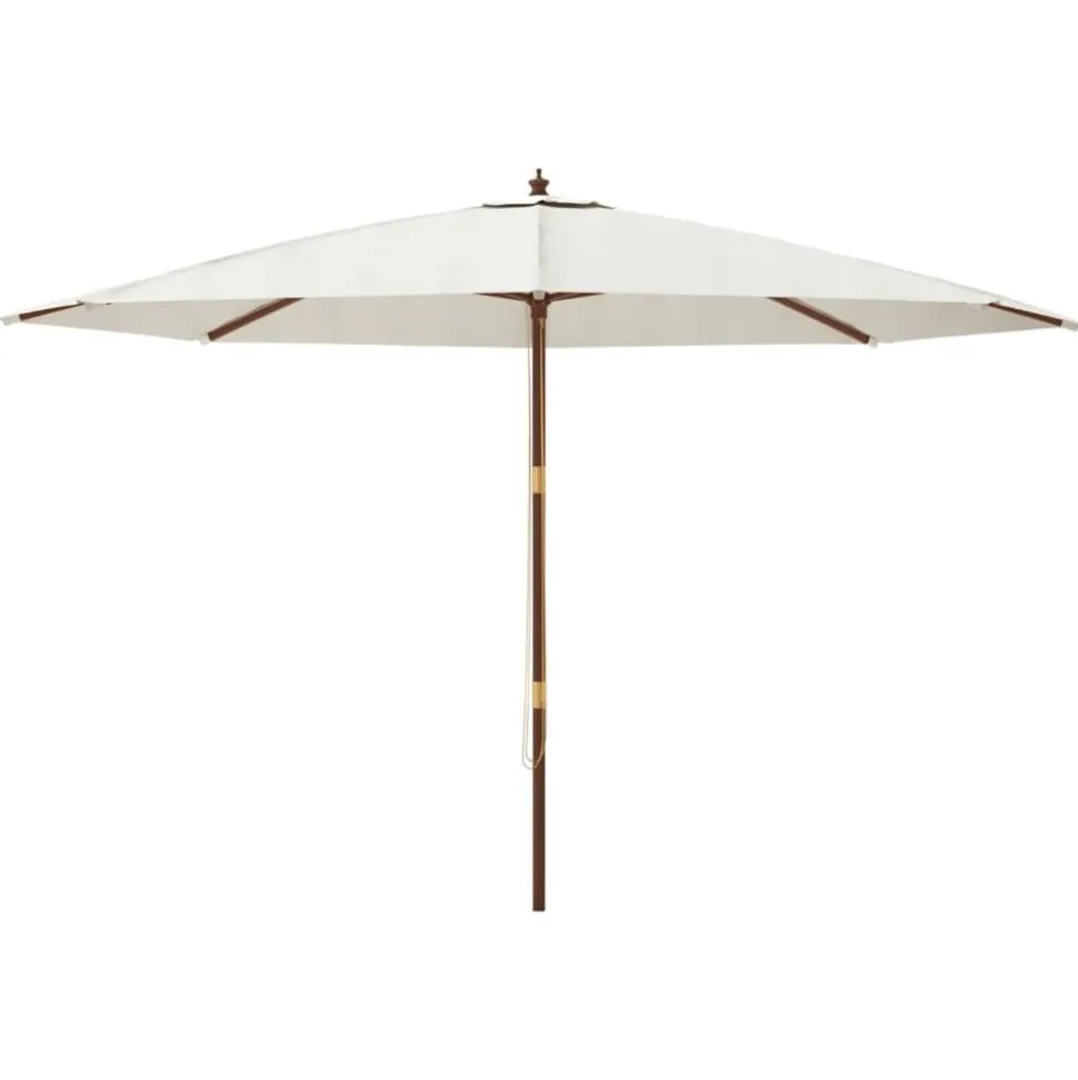 vidaXL Parasol met houten paal 400x273 cm zandkleurig