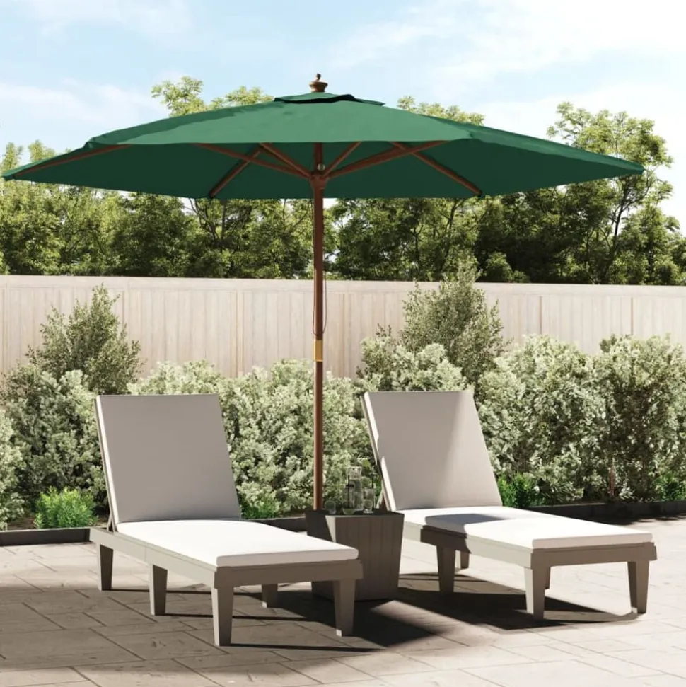 vidaXL Parasol met houten paal 299x240 cm groen