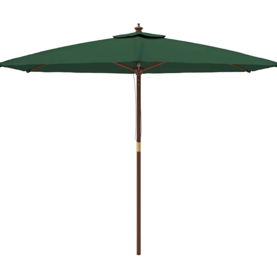 vidaXL Parasol met houten paal 299x240 cm groen