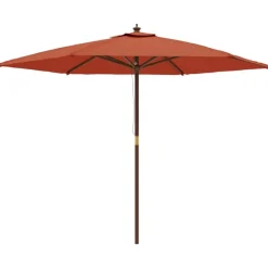 vidaXL Parasol met houten paal 299x240 cm terracottakleurig