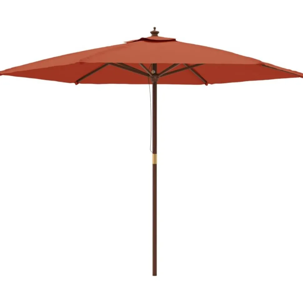 vidaXL Parasol met houten paal 299x240 cm terracottakleurig