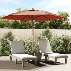 vidaXL Parasol met houten paal 299x240 cm terracottakleurig