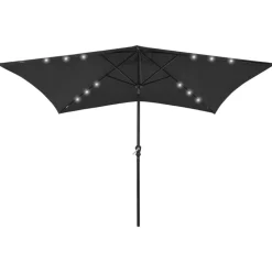 vidaXL Parasol met LED's en stalen paal 2x3 m zwart