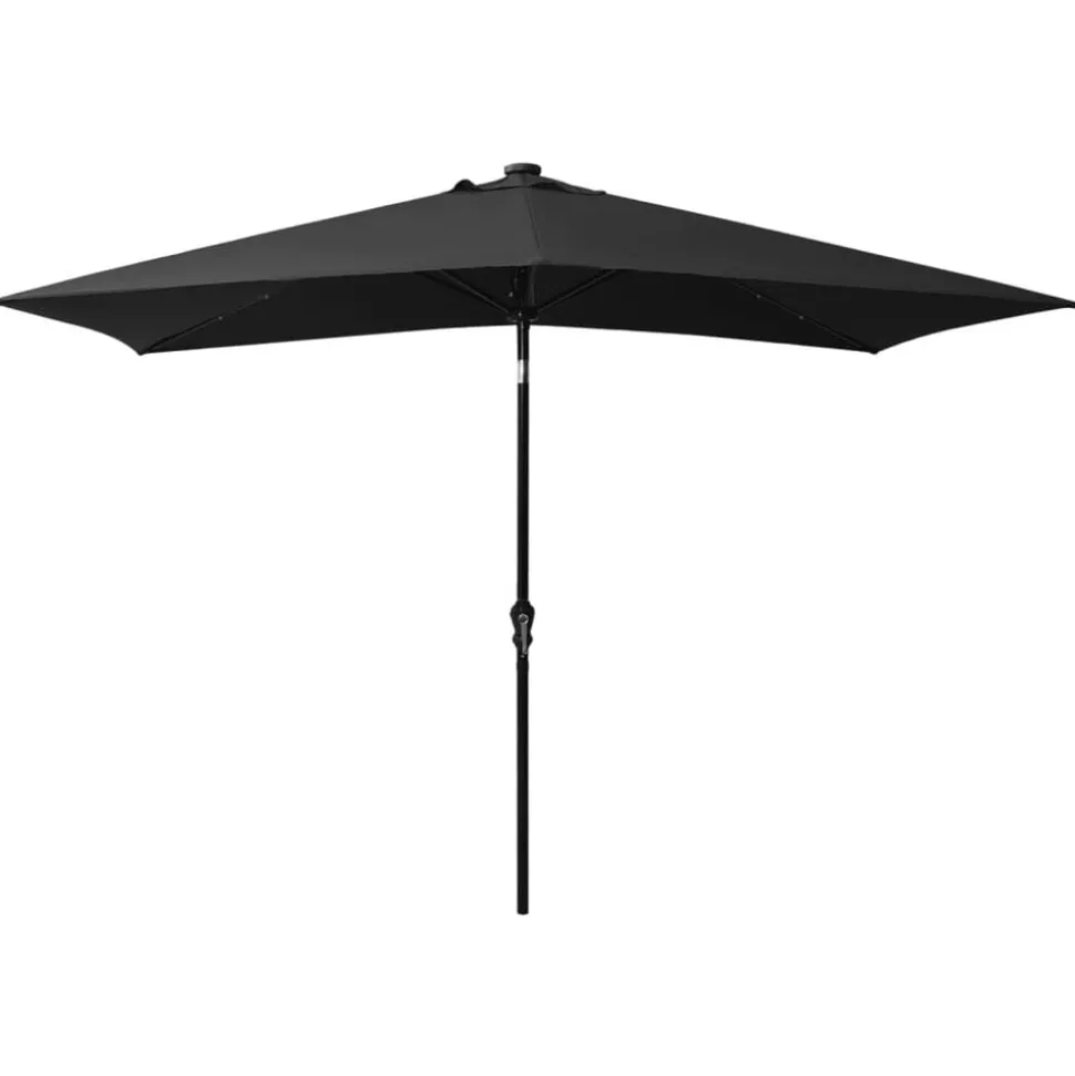 vidaXL Parasol met LED's en stalen paal 2x3 m zwart