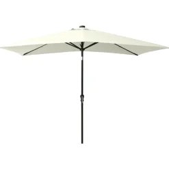 vidaXL Parasol met LED's en stalen paal 2x3 m zandkleurig
