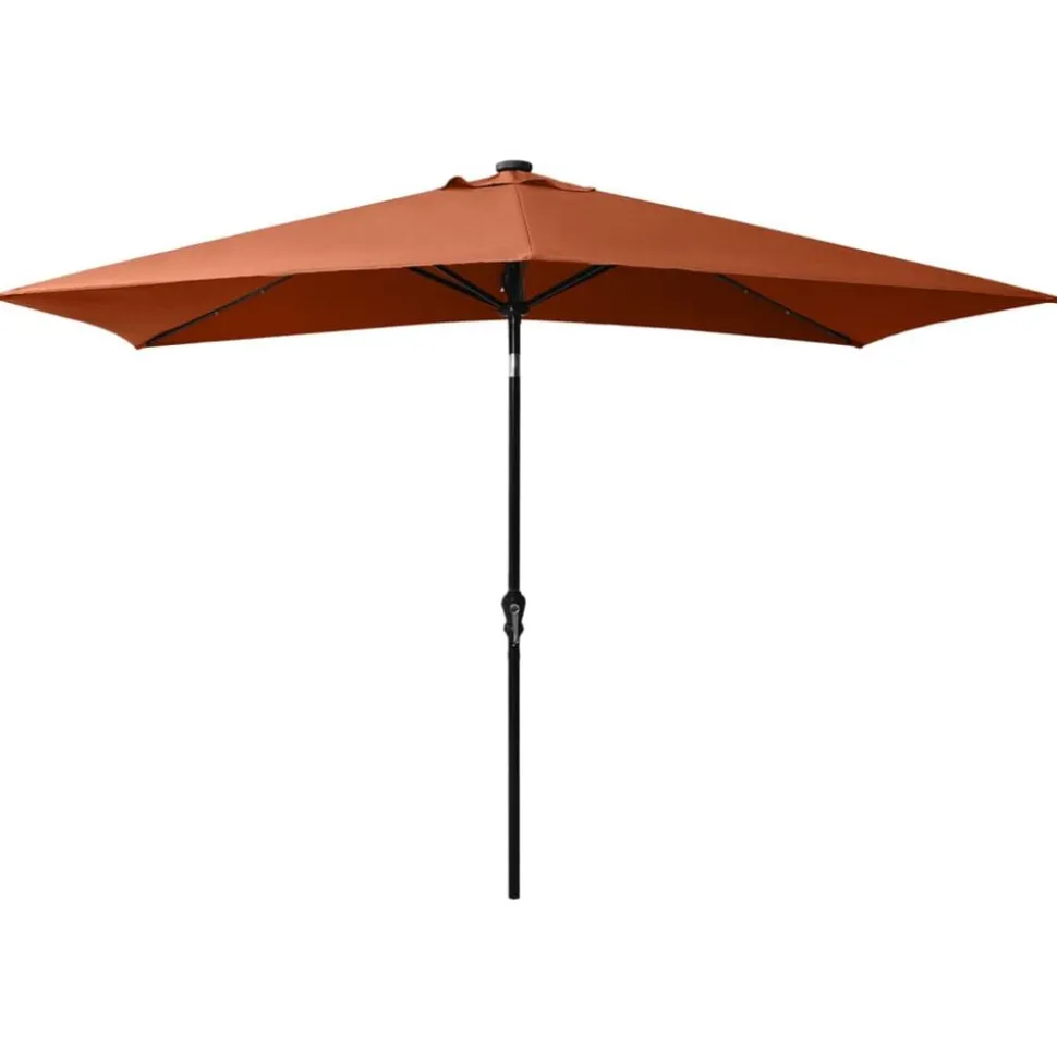 vidaXL Parasol met LED's en stalen paal 2x3 m terracottakleurig