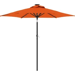 vidaXL Parasol met LED's en stalen paal 225x225x212 cm terracotta