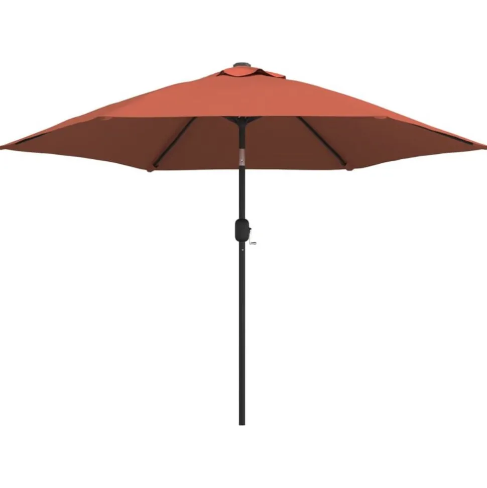 vidaXL Parasol met LED-verlichting en stalen paal 300 cm terracotta