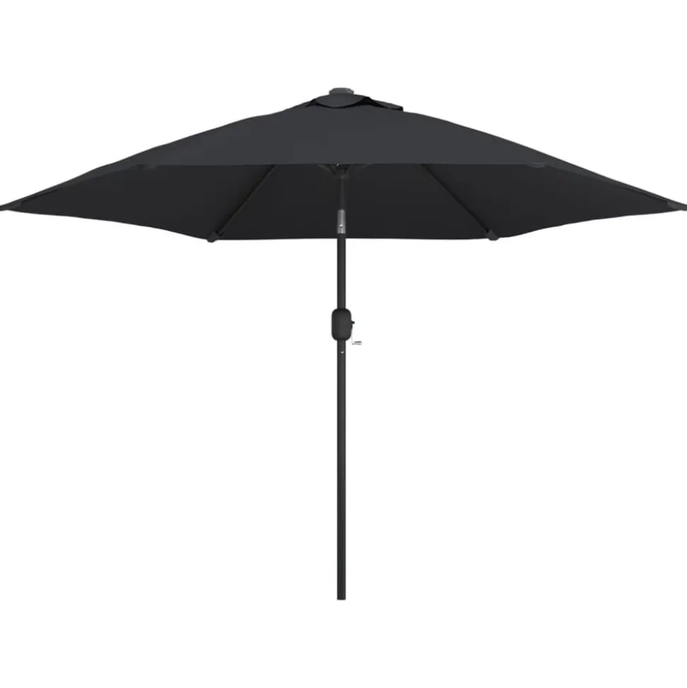 vidaXL Parasol met LED-verlichting en stalen paal 300 cm zwart