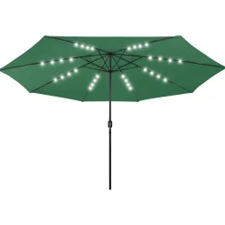 vidaXL Parasol met LED-verlichting 400 cm groen