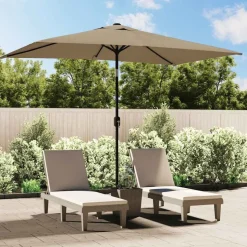 vidaXL Parasol met metalen paal 300x200 cm taupe