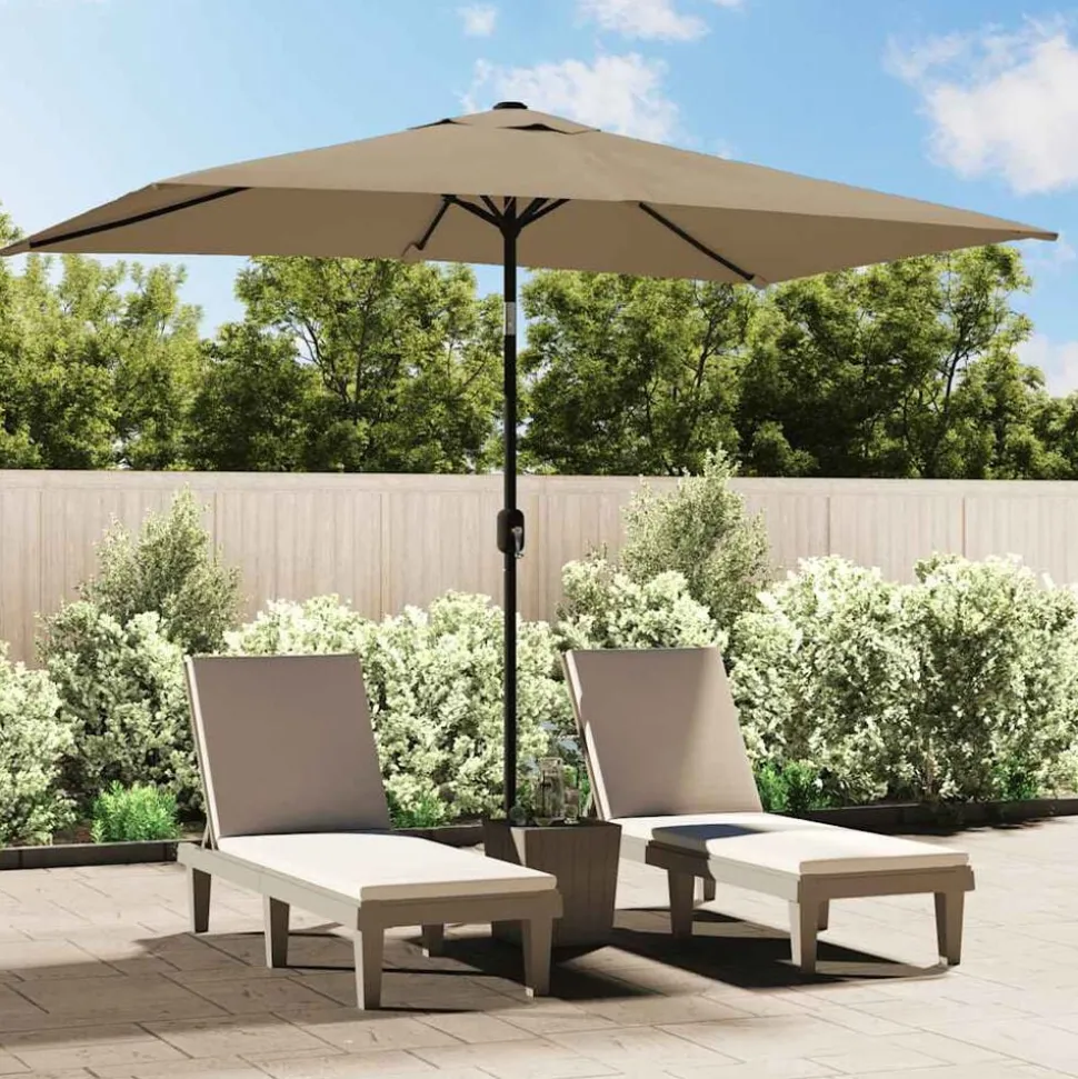 vidaXL Parasol met metalen paal 300x200 cm taupe