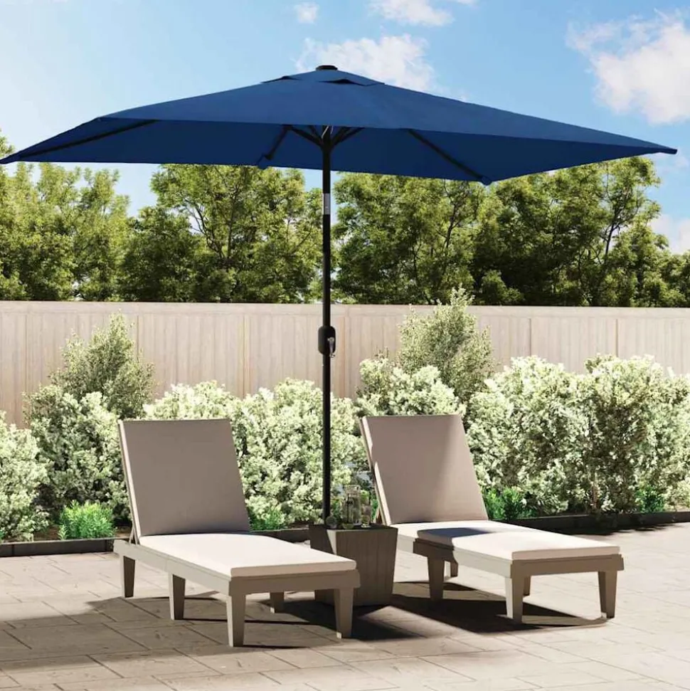 vidaXL Parasol met metalen paal 300x200 cm azuurblauw