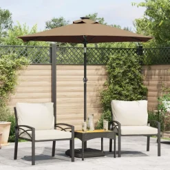 vidaXL Parasol met stalen paal 225x225x212 cm taupe