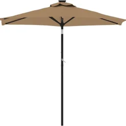 vidaXL Parasol met stalen paal 225x225x212 cm taupe